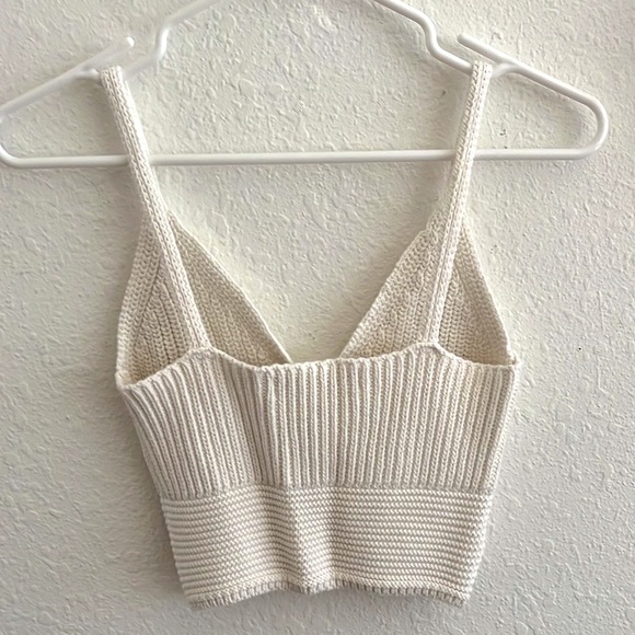 ZARA white knitted top women’s size small with adjustable tie front - Picture 4 of 4